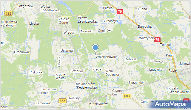 mapa Wojciechowice, Wojciechowice gmina Góra Kalwaria na mapie Targeo